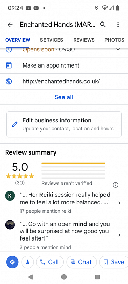 I am very proud of my five star reviews on Google